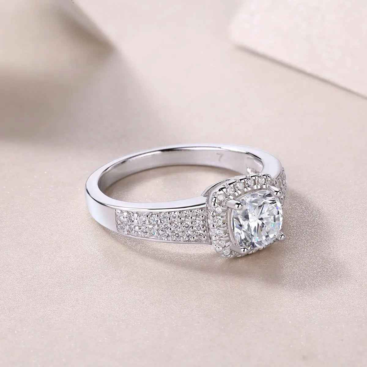 Platinum-Plated Moissanite Ring with Custom GRA Certified Square Stone - Mohamed jewelry My Store