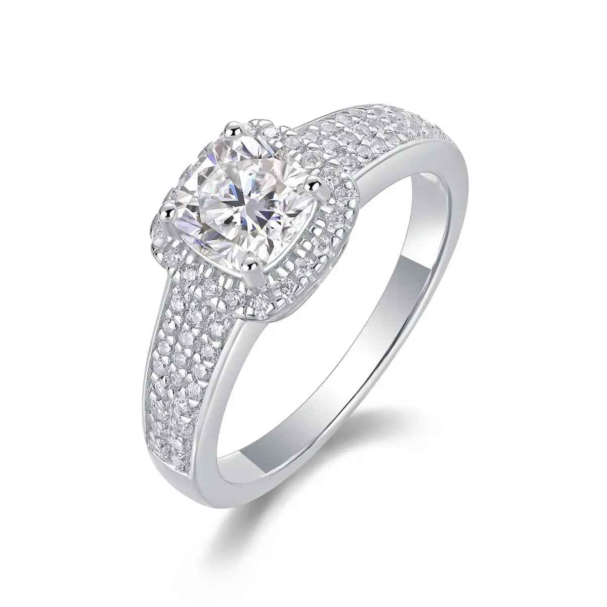 Platinum-Plated Moissanite Ring with Custom GRA Certified Square Stone - Mohamed jewelry My Store