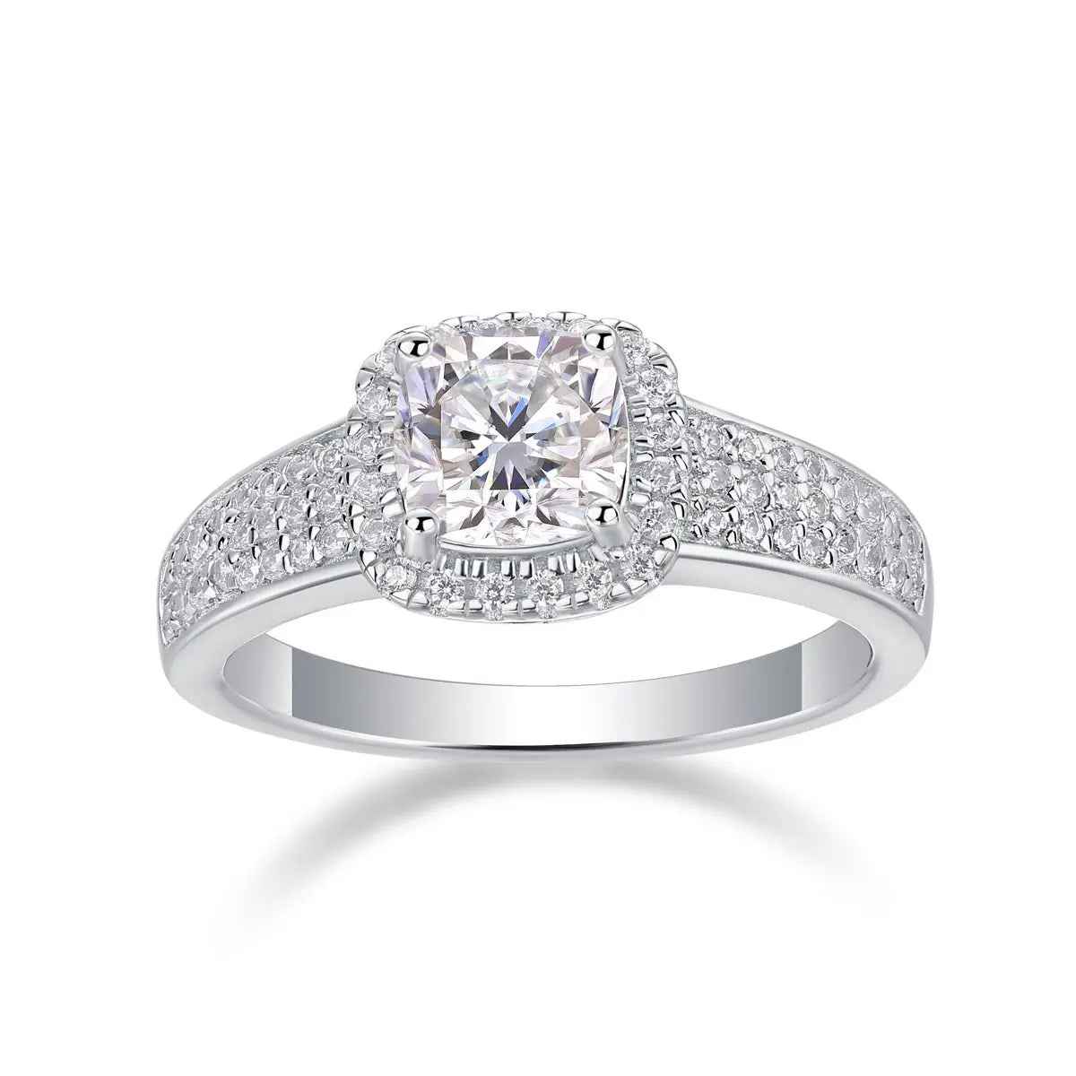 Platinum-Plated Moissanite Ring with Custom GRA Certified Square Stone - Mohamed jewelry My Store