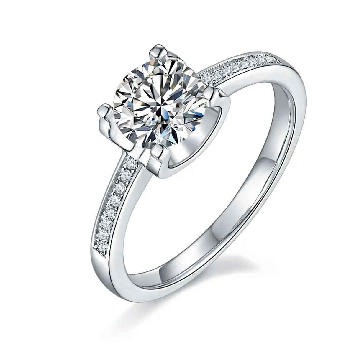 Platinum-Plated Moissanite Sparkle Ring - Customizable Elegance - Mohamed jewelry My Store