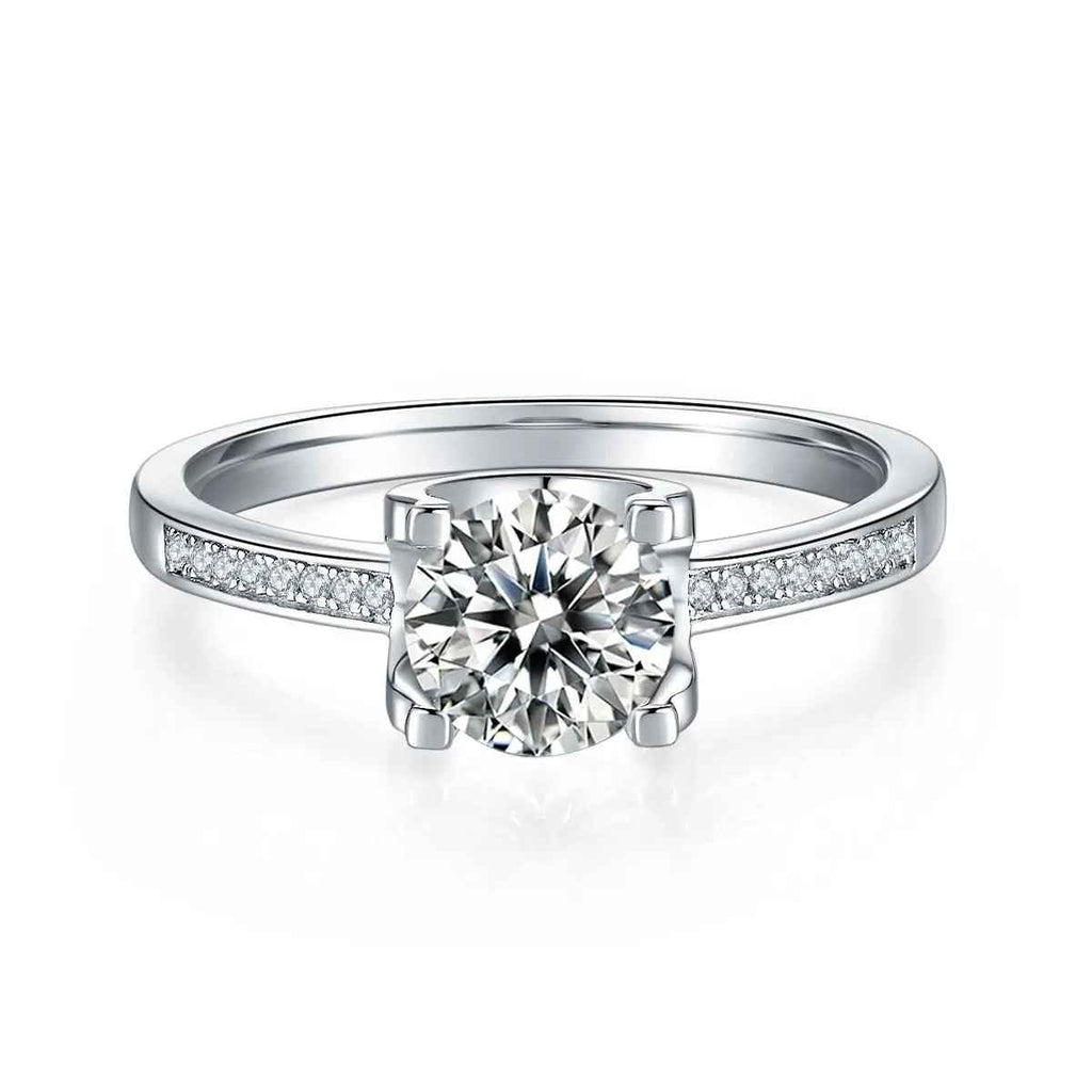 Platinum-Plated Moissanite Sparkle Ring - Customizable Elegance - Mohamed jewelry My Store
