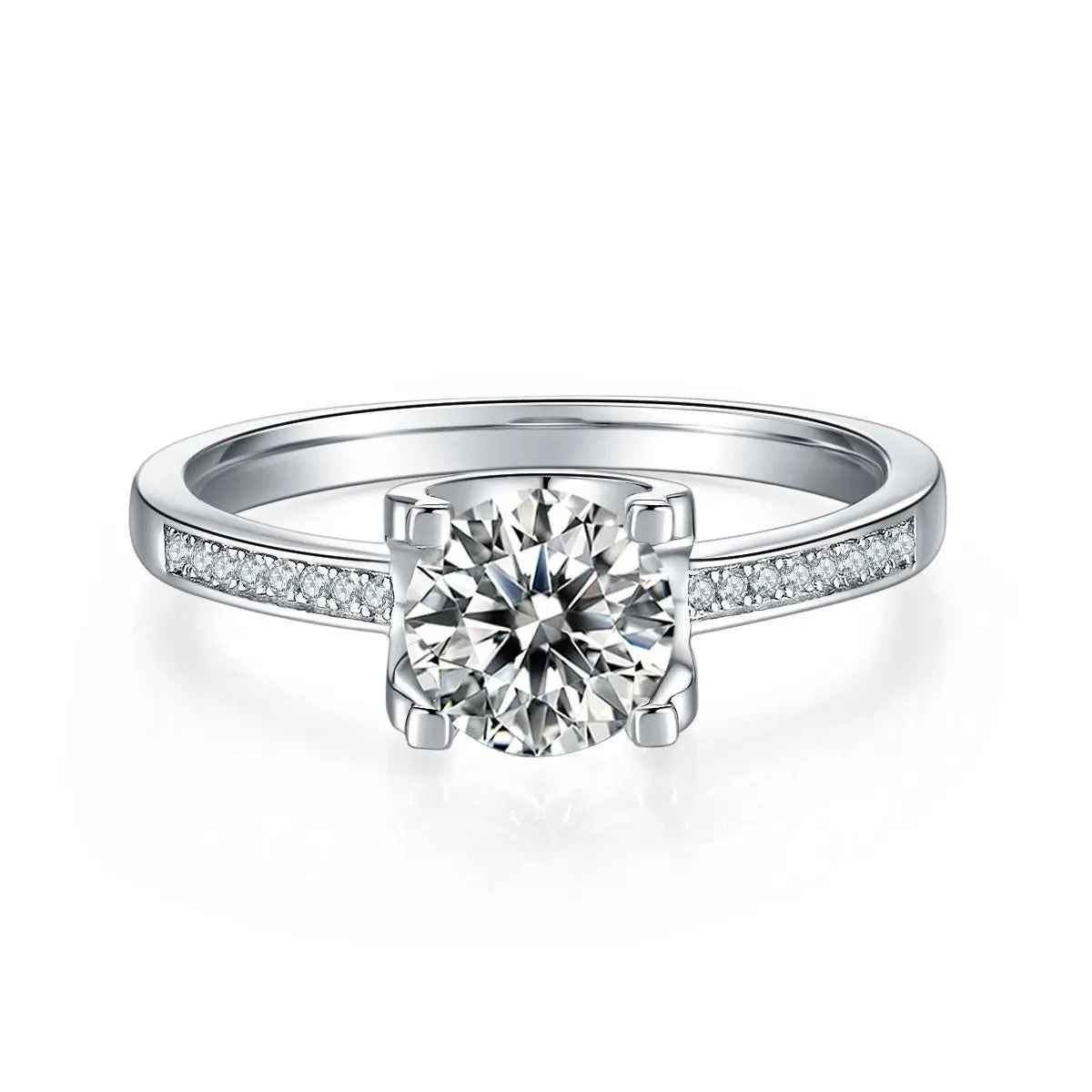 Platinum-Plated Moissanite Sparkle Ring - Customizable Elegance - Mohamed jewelry My Store