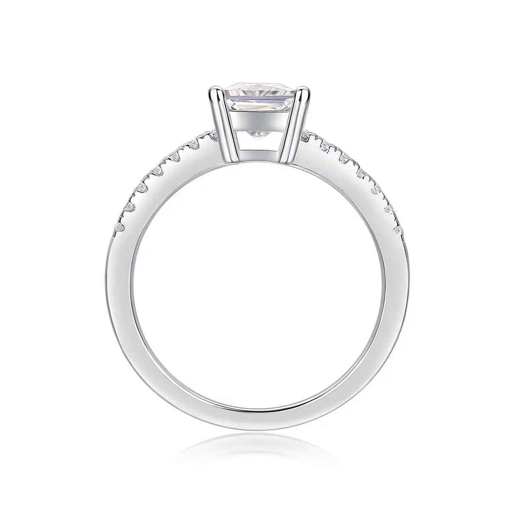 Platinum-Plated Moissanite Square Ring with Custom Options - Mohamed jewelry My Store