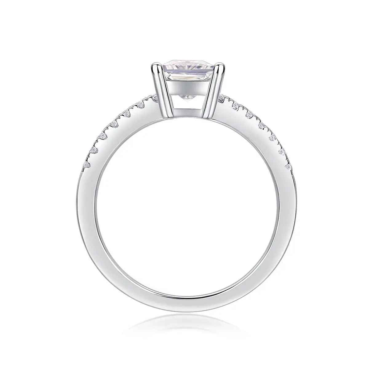 Platinum-Plated Moissanite Square Ring with Custom Options - Mohamed jewelry My Store