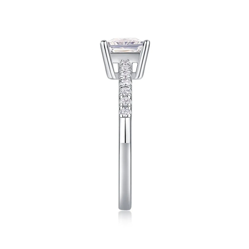 Platinum-Plated Moissanite Square Ring with Custom Options - Mohamed jewelry My Store