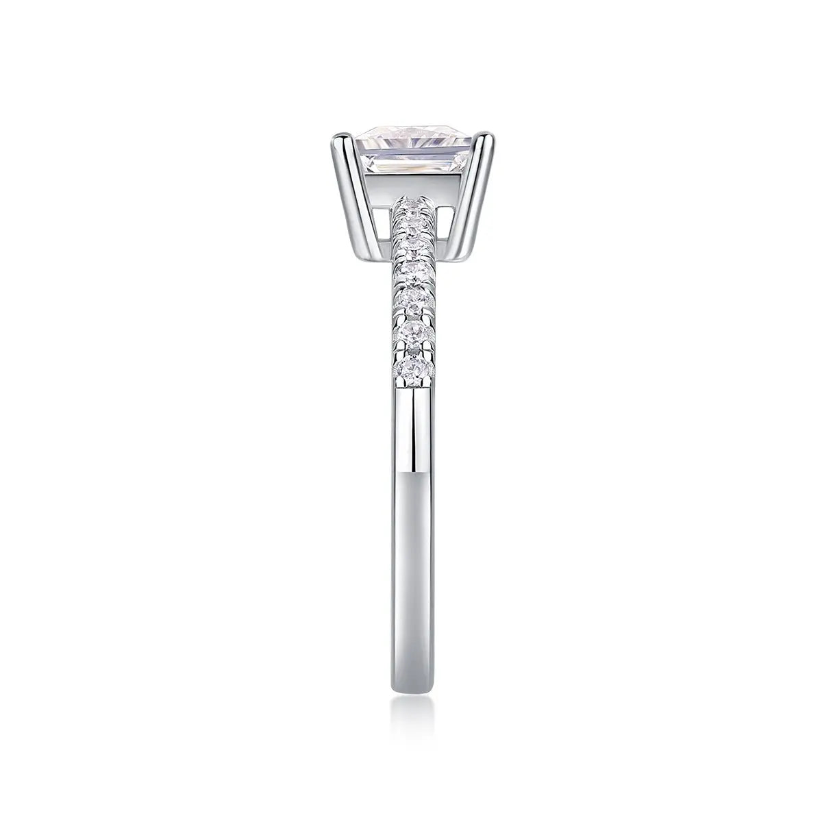 Platinum-Plated Moissanite Square Ring with Custom Options - Mohamed jewelry My Store