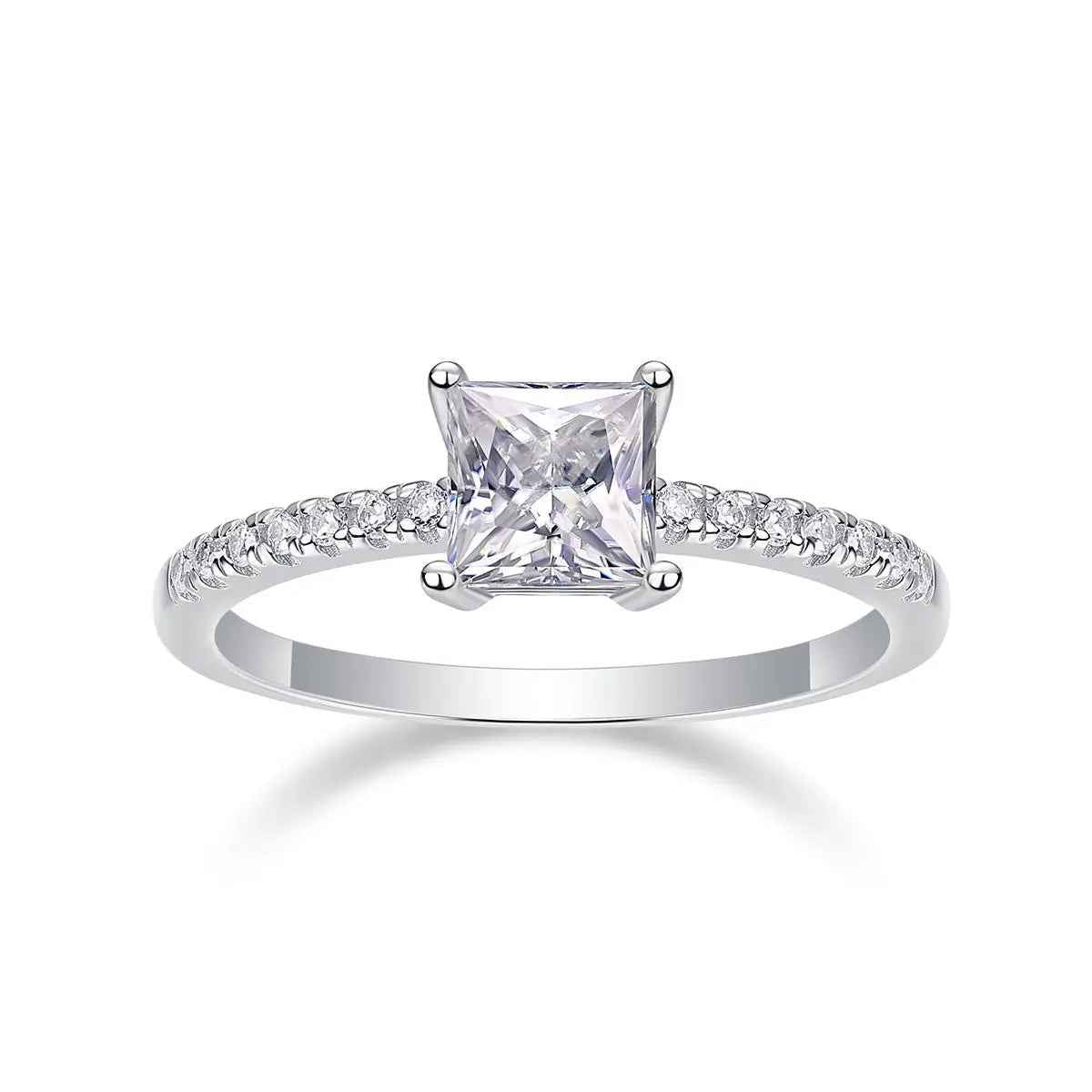 Platinum-Plated Moissanite Square Ring with Custom Options - Mohamed jewelry My Store