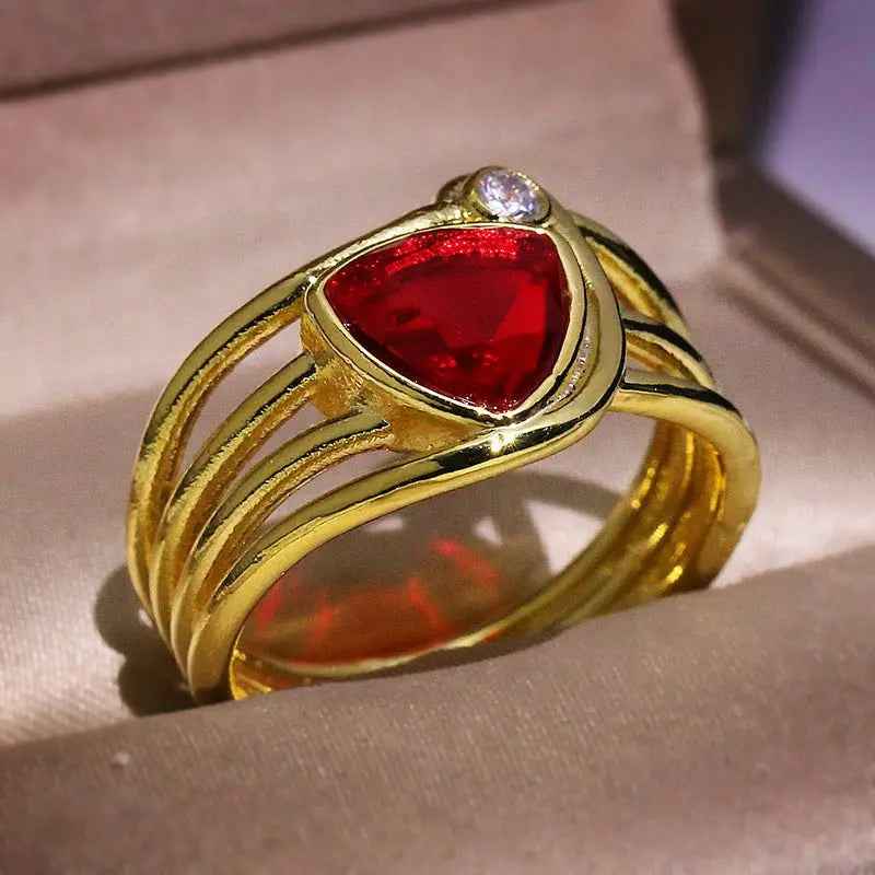 Pomegranate Red Zircon Jewelry Ring For Women - Mohamed jewelry My Store