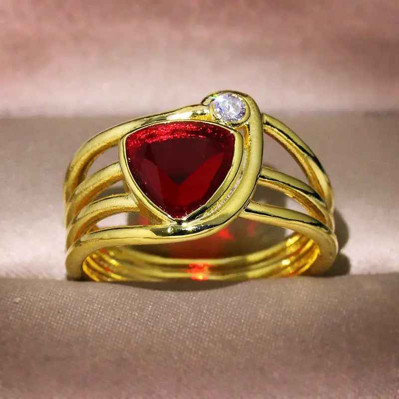 Pomegranate Red Zircon Jewelry Ring For Women - Mohamed jewelry My Store