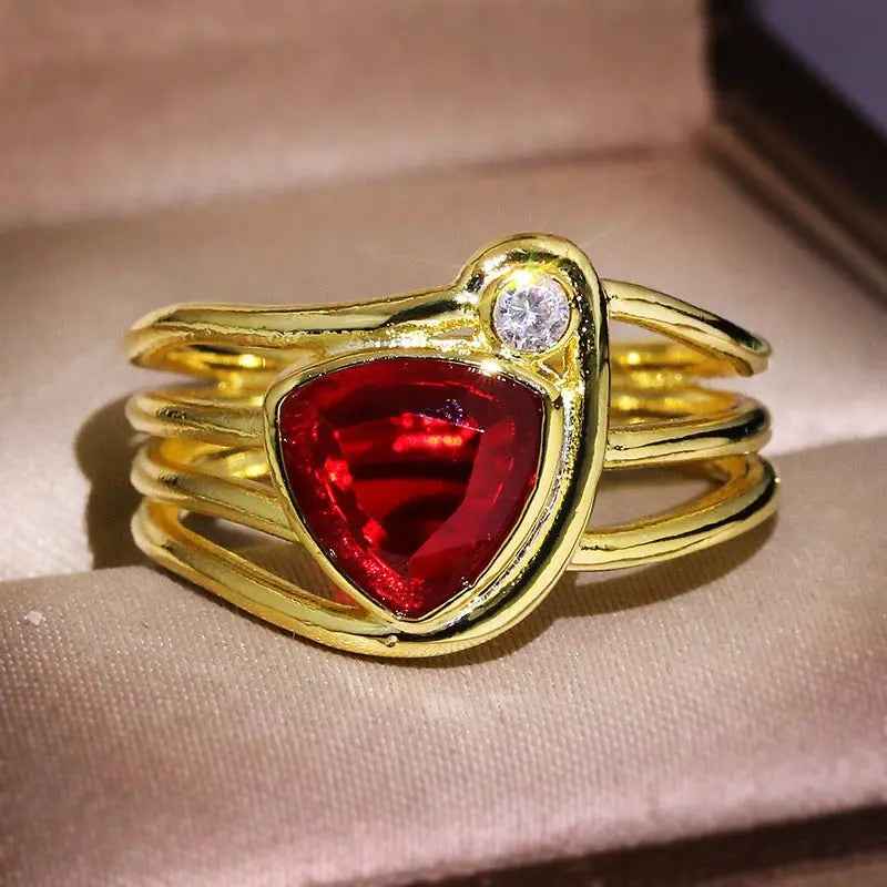 Pomegranate Red Zircon Jewelry Ring For Women - Mohamed jewelry My Store