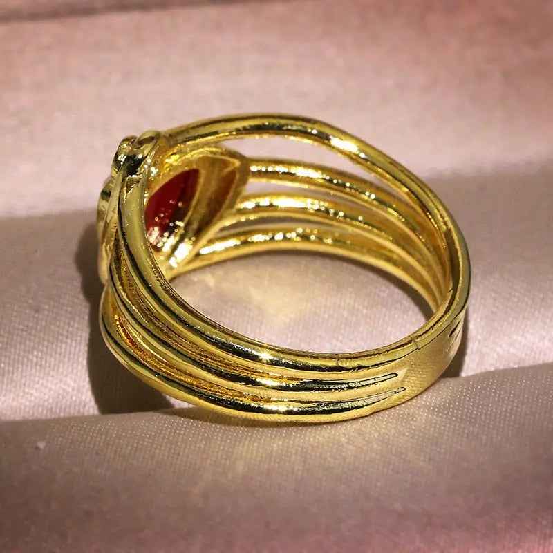 Pomegranate Red Zircon Jewelry Ring For Women - Mohamed jewelry My Store