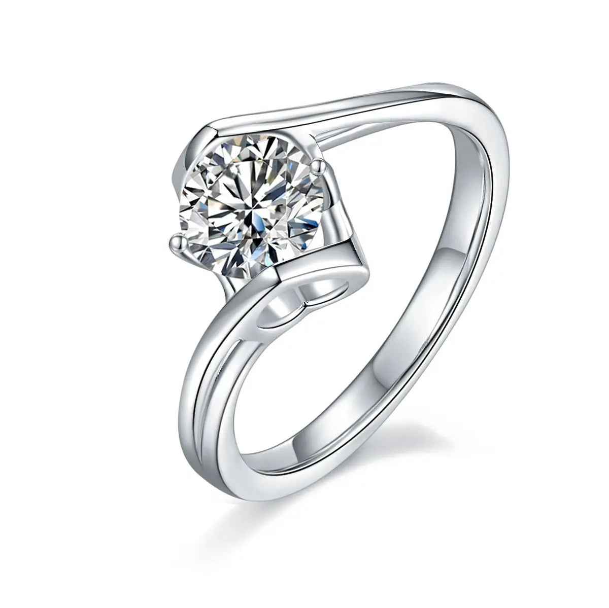 Radiant 1 Carat Moissanite Ring in Platinum-Plated Silver - Mohamed jewelry My Store