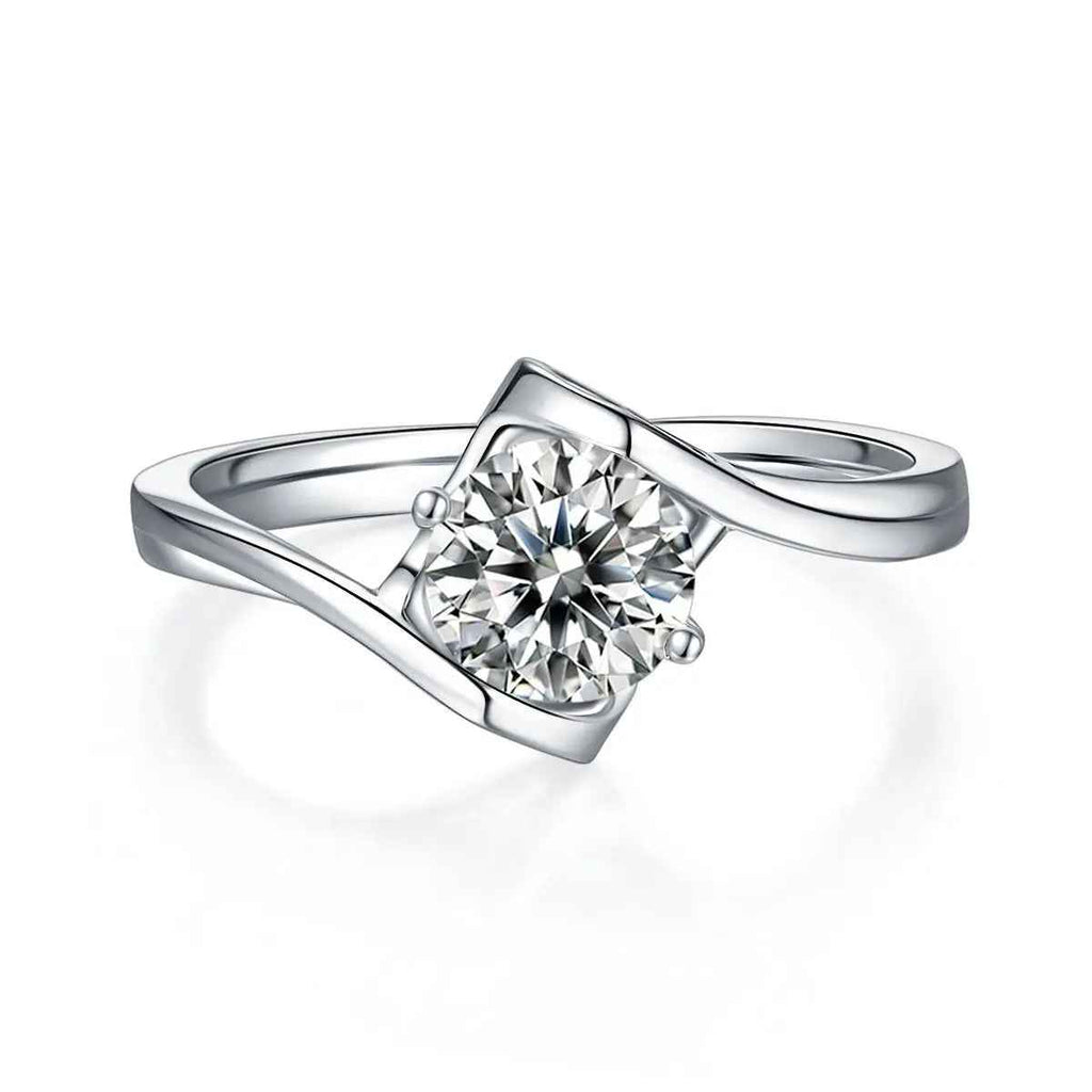 Radiant 1 Carat Moissanite Ring in Platinum-Plated Silver - Mohamed jewelry My Store