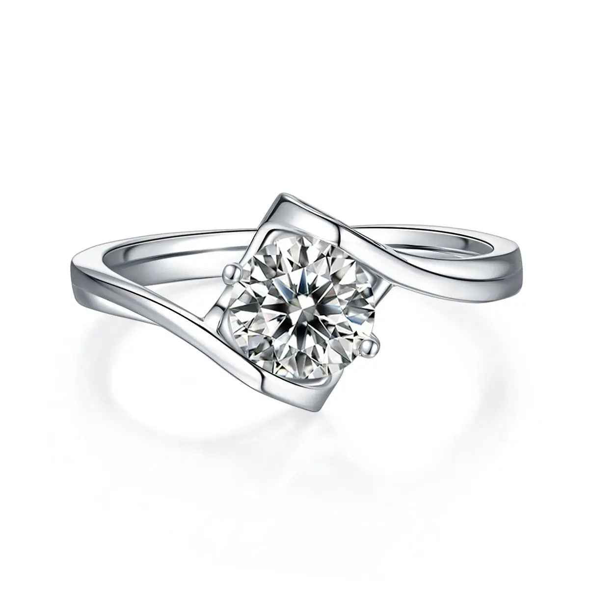 Radiant 1 Carat Moissanite Ring in Platinum-Plated Silver - Mohamed jewelry My Store
