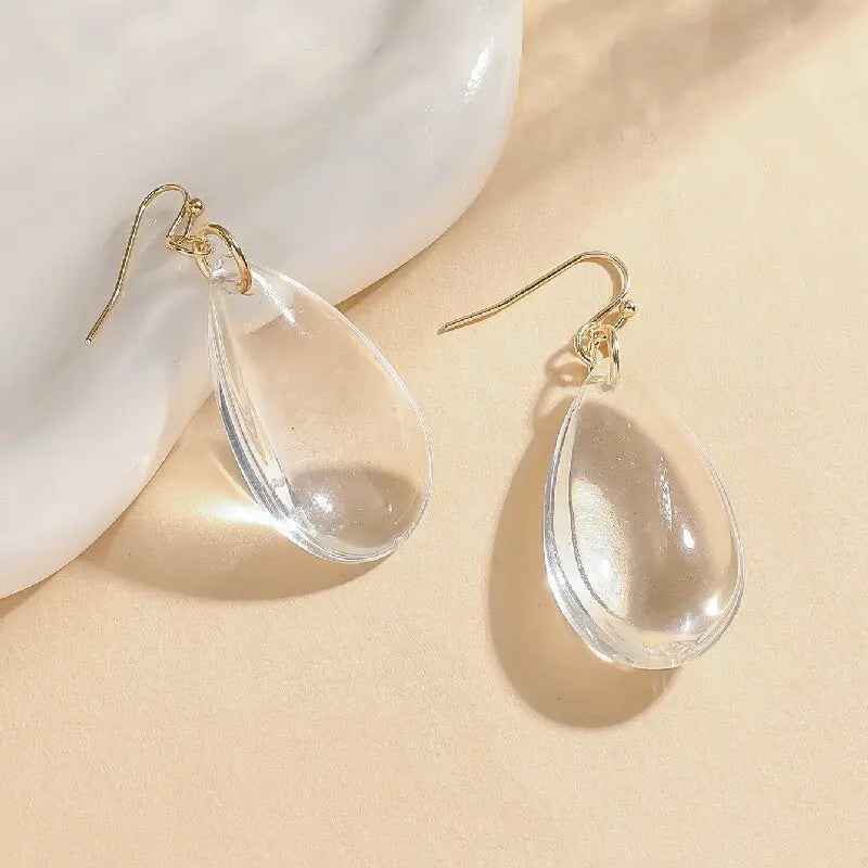 Simple And Elegant Niche Transparent Drop Earrings Elegant And Cold Style With A High-end Feel - Mohamed jewelry My Store