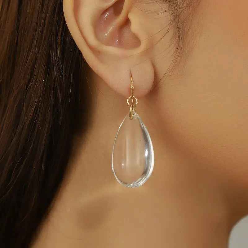 Simple And Elegant Niche Transparent Drop Earrings Elegant And Cold Style With A High-end Feel - Mohamed jewelry My Store