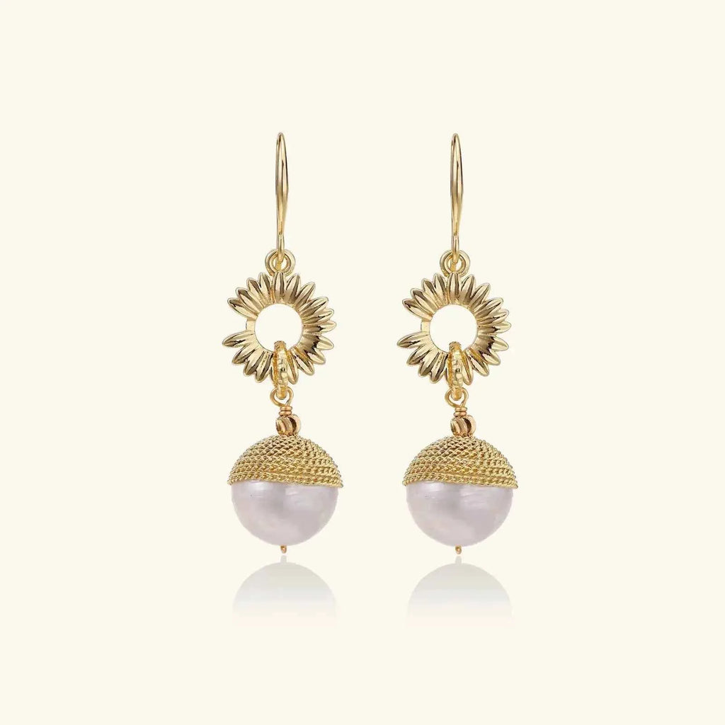 Sunburst Pearl Dangles - Mohamed jewelry My Store