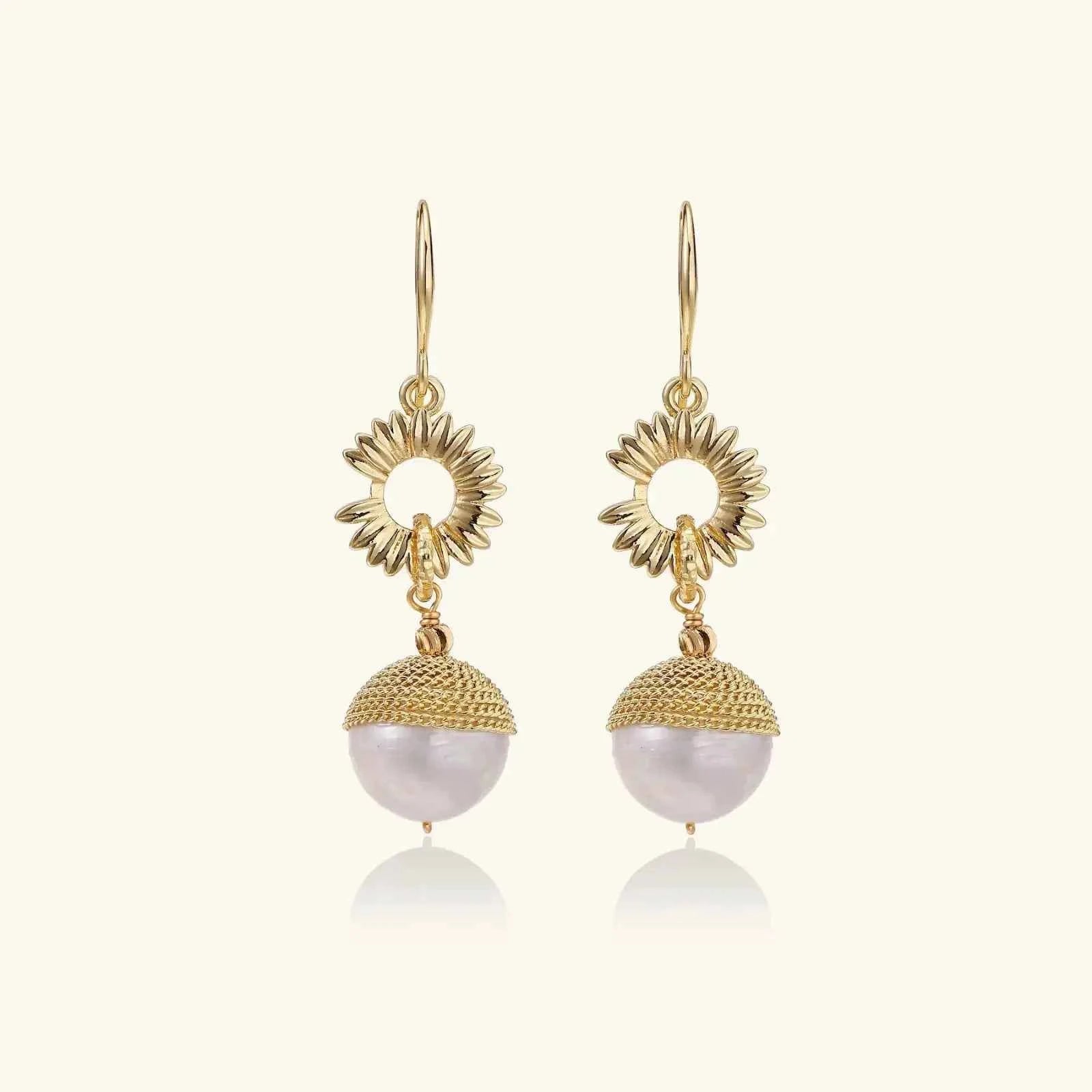 Sunburst Pearl Dangles - Mohamed jewelry My Store