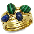TK2905 - IP Gold(Ion Plating) Stainless Steel Ring with Synthetic MALACHITE in Emerald - Mohamed jewelry My Store