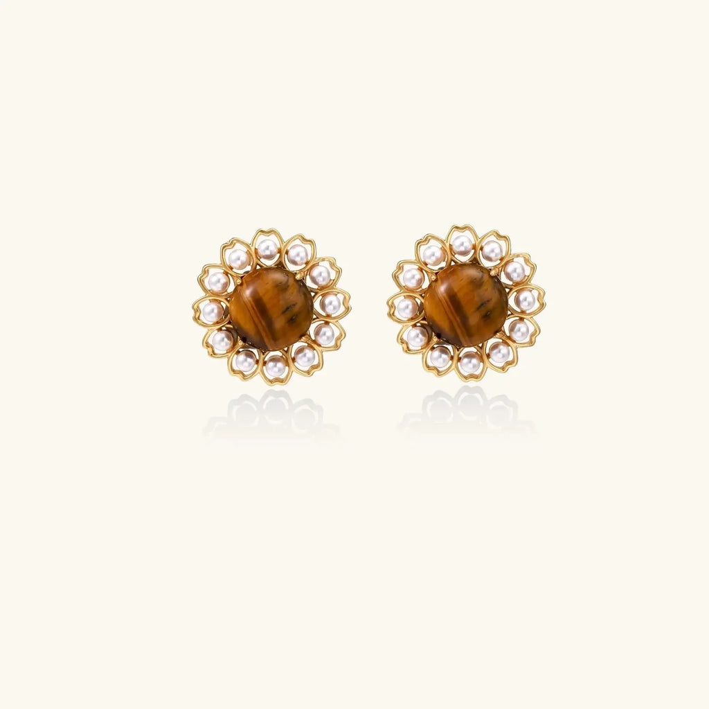 **"Vintage Elegance Tiger’s Eye & Pearl Gold Plated Pendant"** - Mohamed jewelry My Store