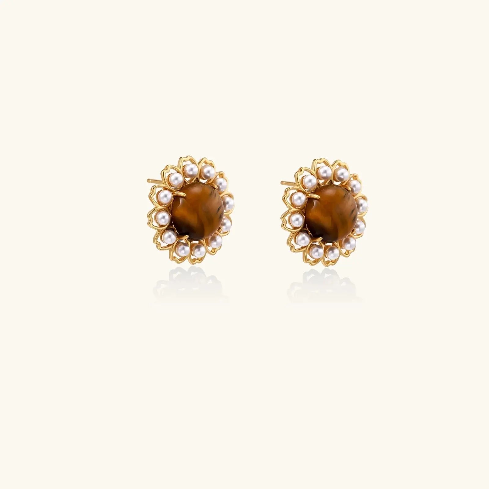 **"Vintage Elegance Tiger’s Eye & Pearl Gold Plated Pendant"** - Mohamed jewelry My Store