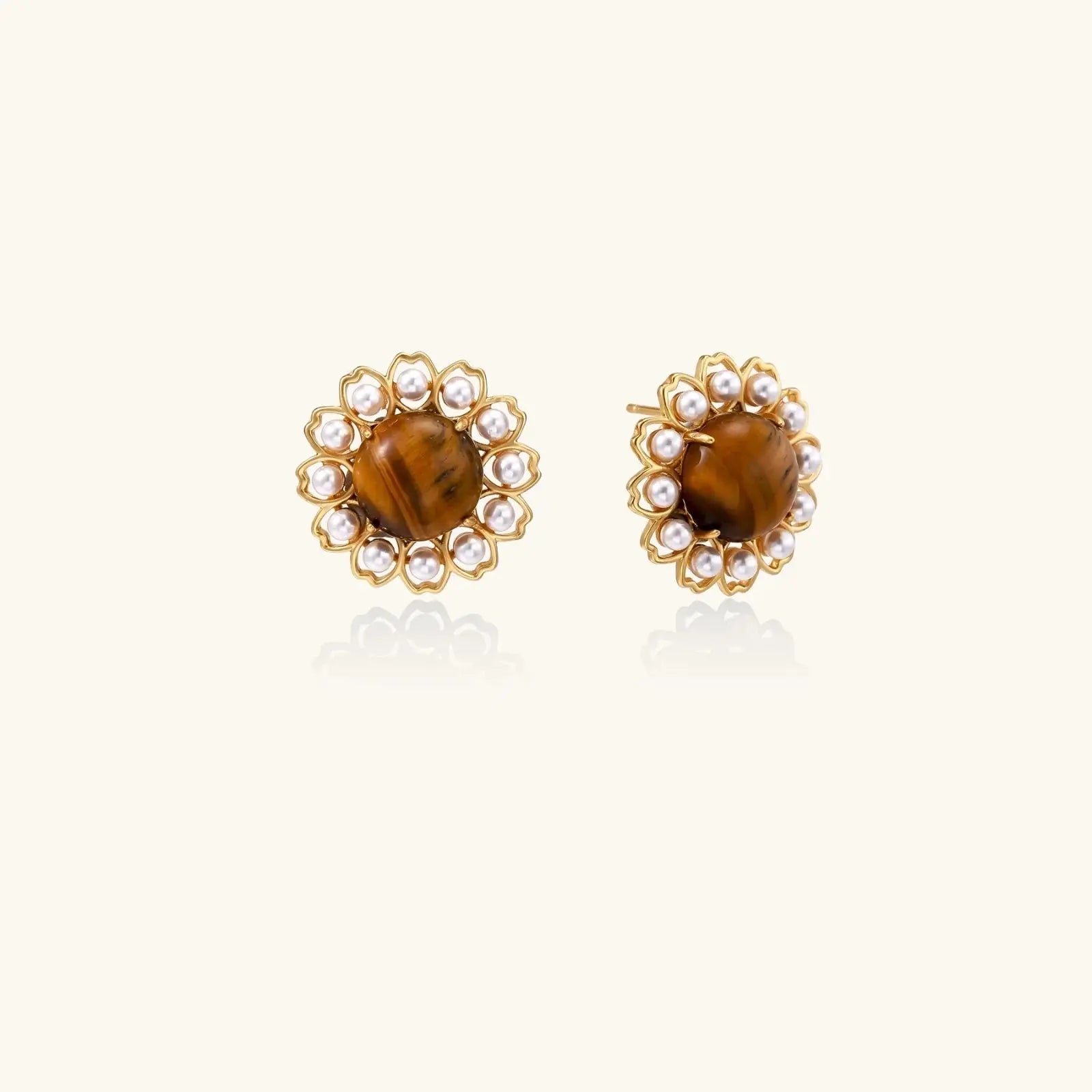 **"Vintage Elegance Tiger’s Eye & Pearl Gold Plated Pendant"** - Mohamed jewelry My Store