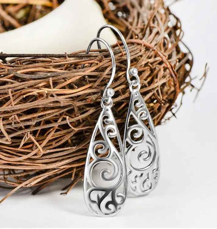 White Stud Earrings, Carved Earrings, Earrings - Mohamed jewelry My Store